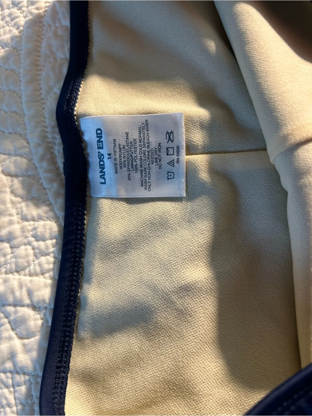 Lands' End Navy Trim Cream Swim Bottoms